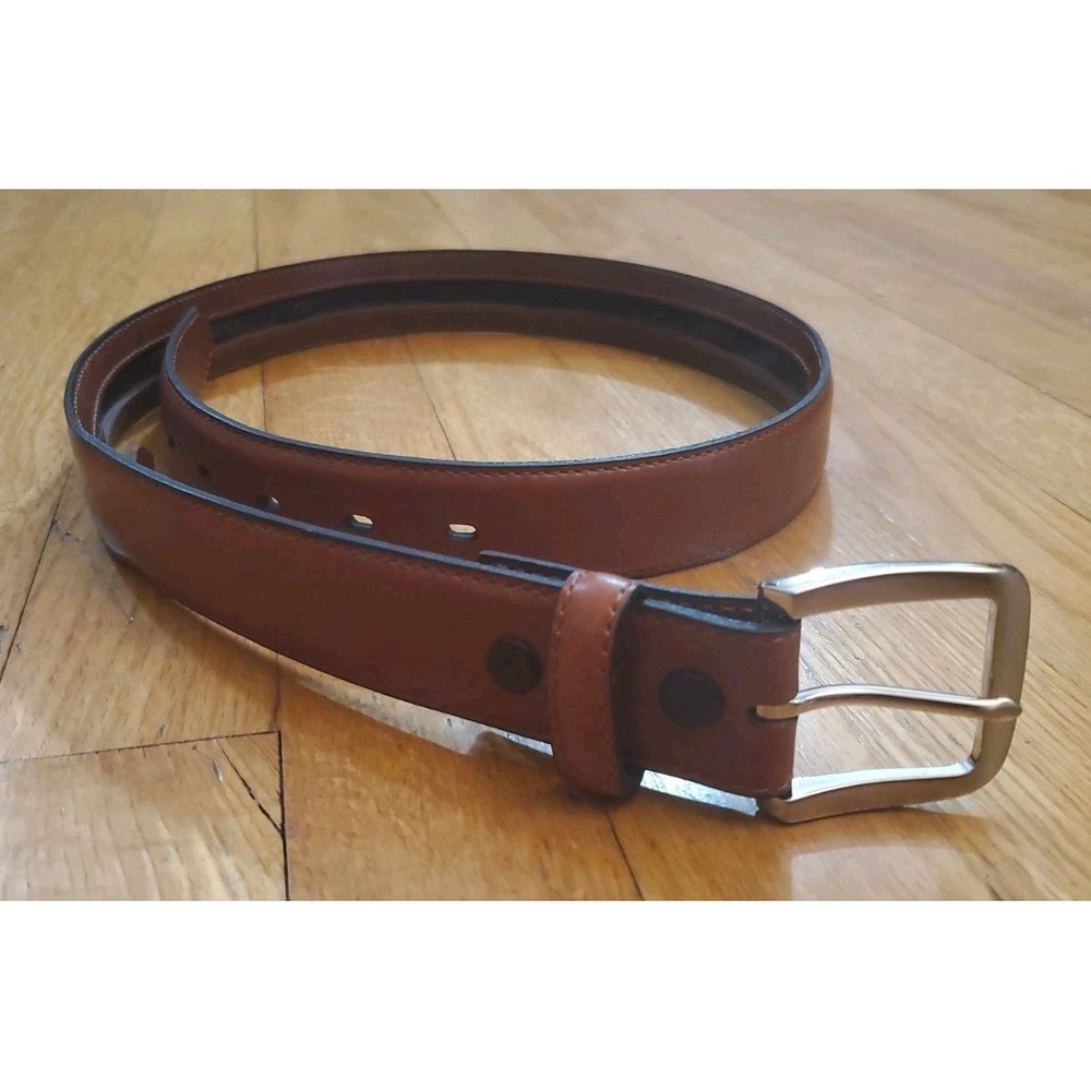 Cabelas Belt Mens 34 Brown Leather  Detachable Buckle ZIPPER Inside Style 2905